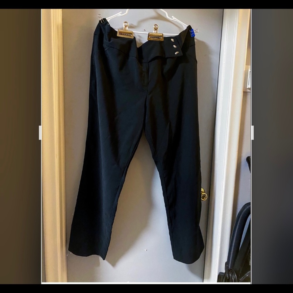 Deb 24 black dress pants 3 statement buttons
